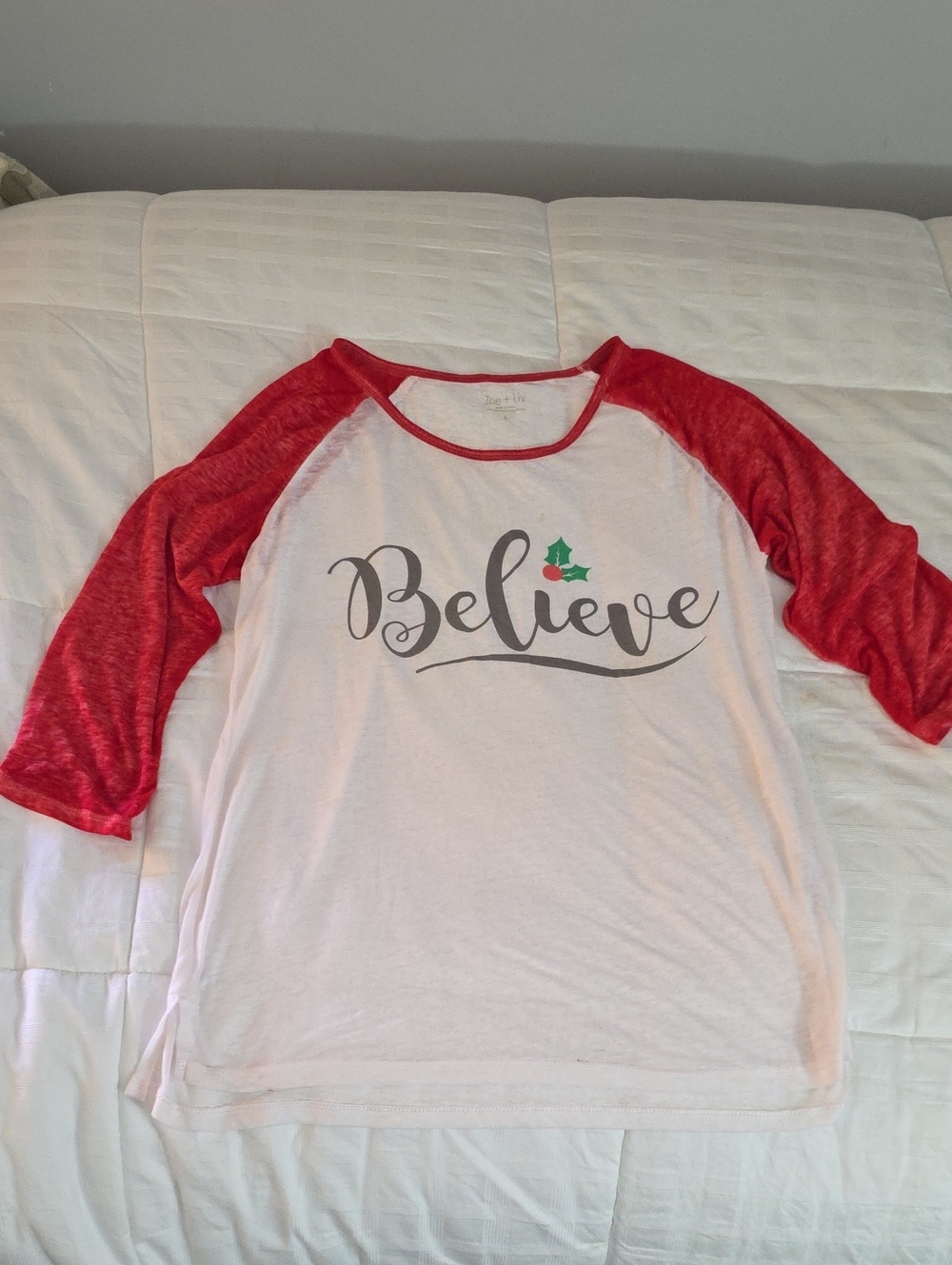 Believe Raglan Tee - Red & White Kids Shirt